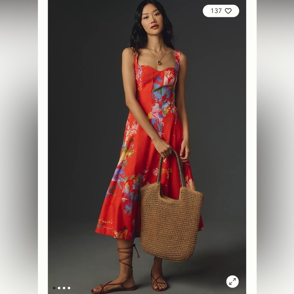 By Anthropologie Dresses & Skirts - By Anthropologie Seamed Sweetheart Midi Dress